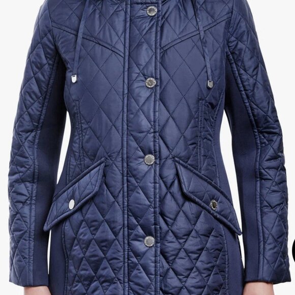 NWT London Fog Navy Blue Hooded Quilted Full Zip Jacket - Women’s M - Picture 2 of 16